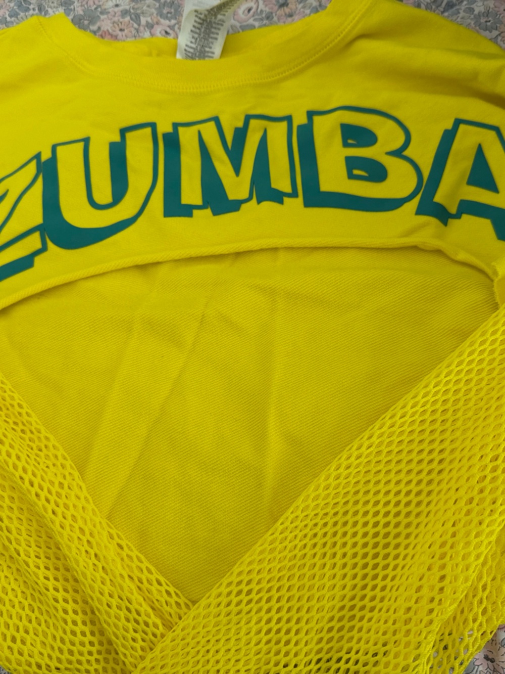 Zumba Fitness Long Sleeve Tee in Bright Yellow NWOT S crop long sleeve